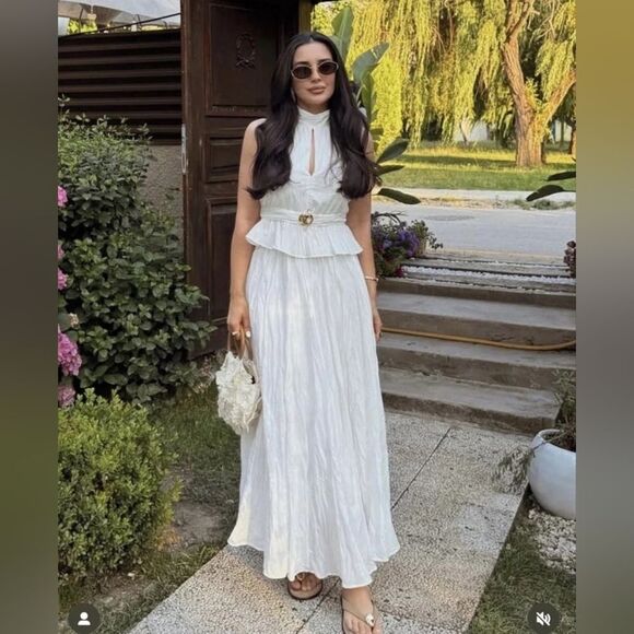 NWTβZARA ZARA NWT WOMAN SS25 PLEATED HALTER TOP OYSTER-WHITE | 0387/077 - Picture 6 of 15